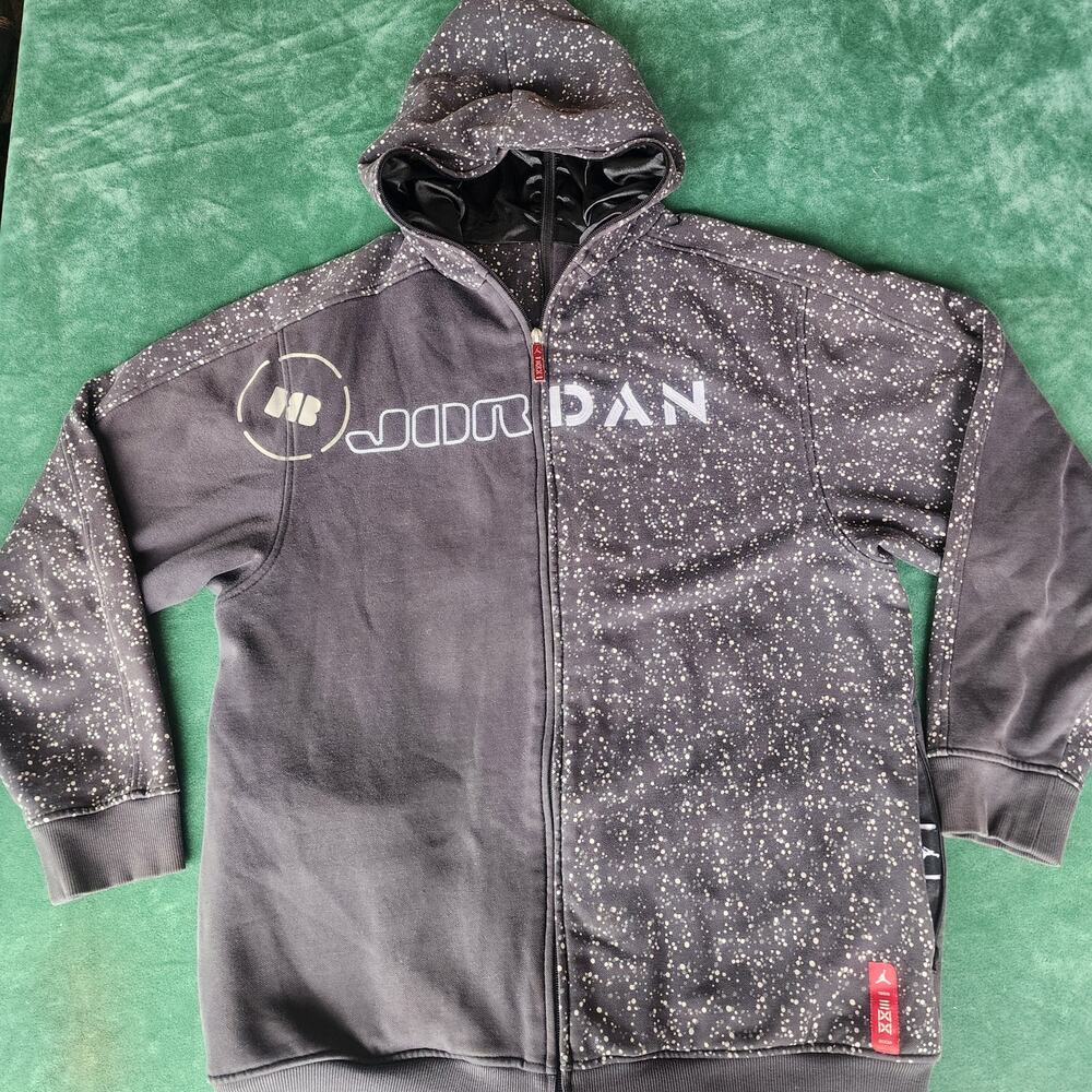 Jordan Jumpman Split Zip Convertible Hoodie Jacket Black Gray Speckled 2008